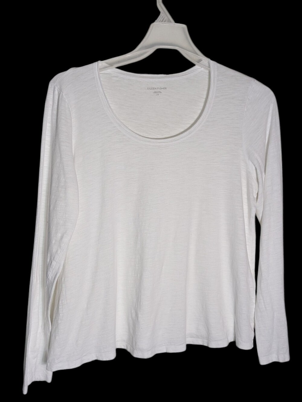 Eileen Fisher Womens Shirt 100% Organic Cotton Quiet Luxury Neutral Basic Large